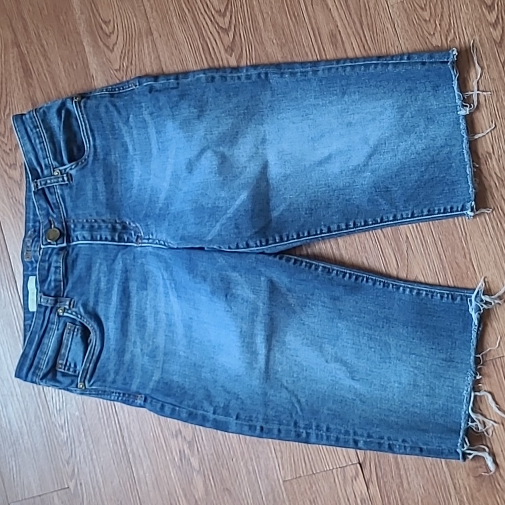 Kut From The Kloth Kick Flare Capri Dark Blue Jean Stretch Womens Size 10